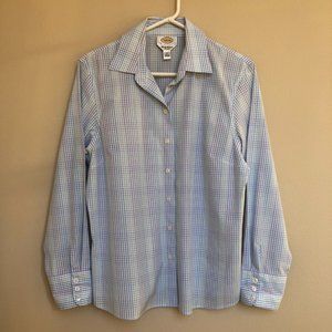 Talbots dress shirt, light blue plaid pattern, size 14
